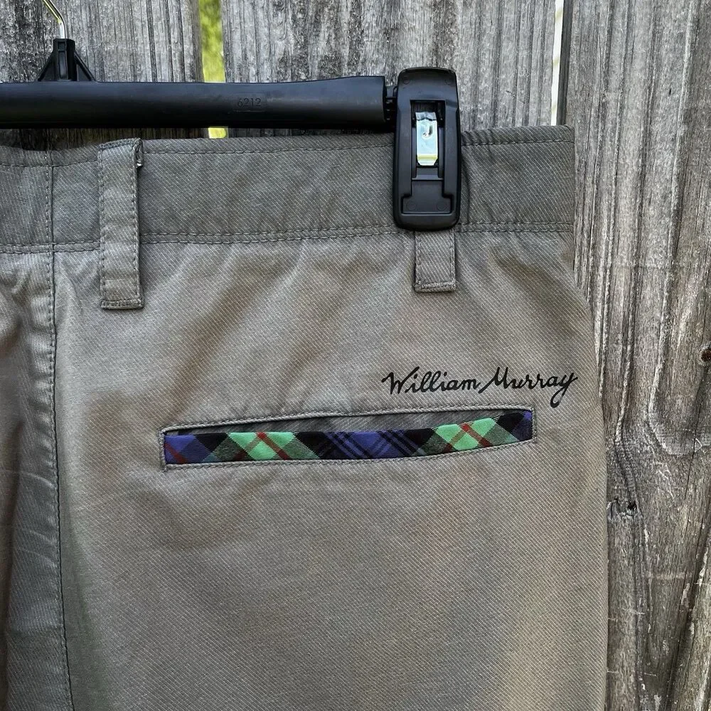 William Murray Performance Golf Shorts Men 32 Straight Fit Brown Athletic Tartan